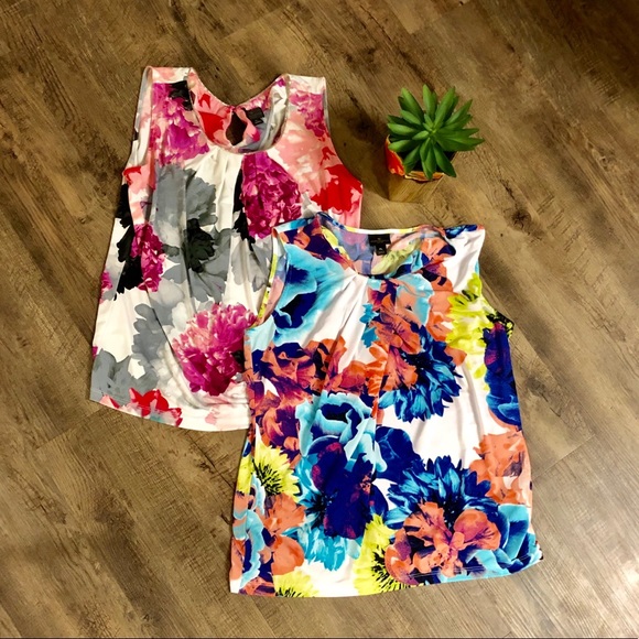 Worthington Tops - 2 Worthington Business Floral Tank Tops Size LP